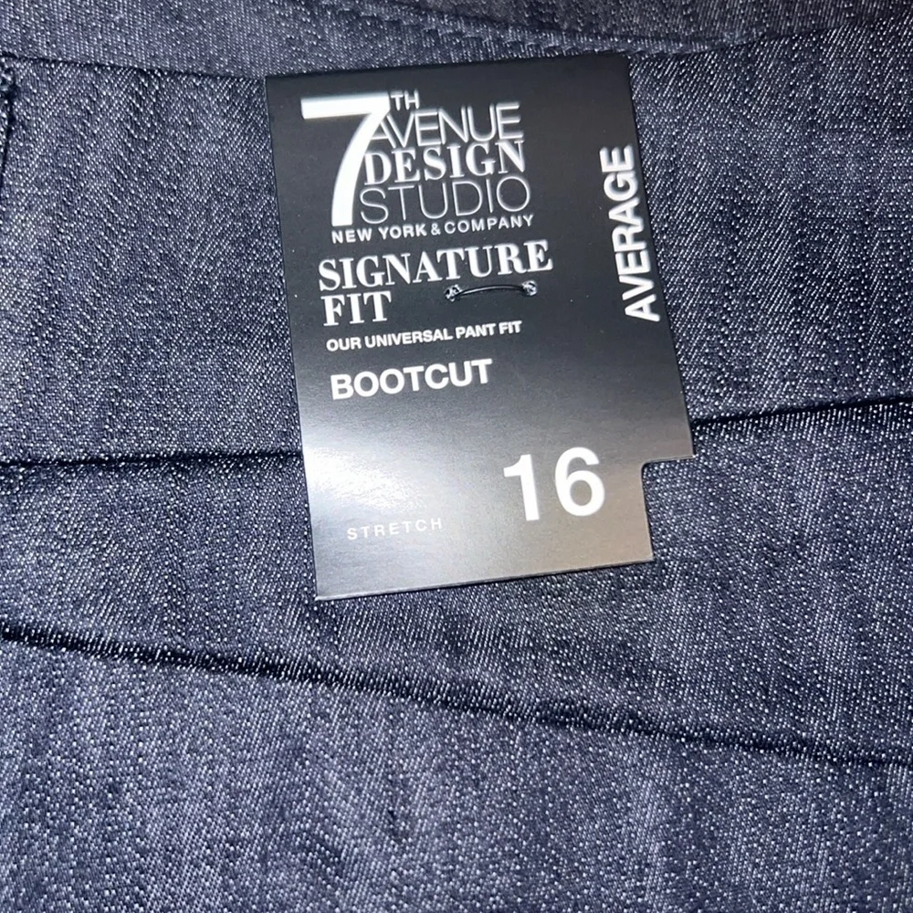 New York & Company 7th Avenue Bootcut Pants Dark Indigo Blue Stretch Size 16 NEW